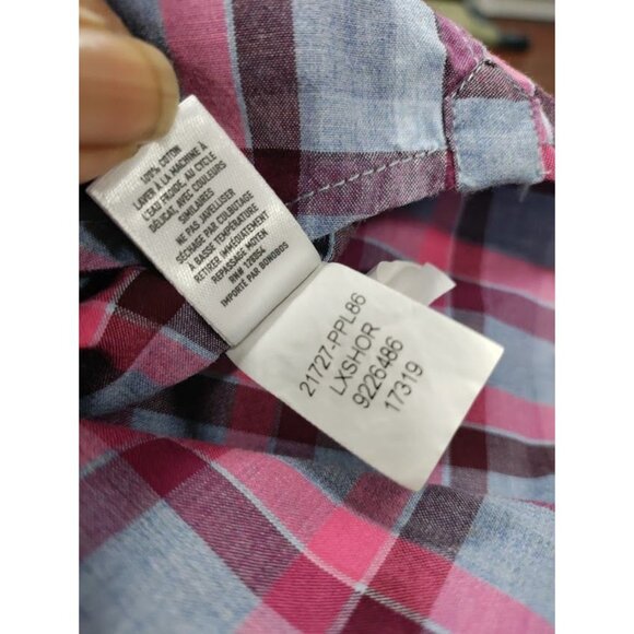 Bonobos Plaid Slim Fit Long Sleeve Button Down Shirt Blue/Pink Men's L Short - Picture 7 of 10